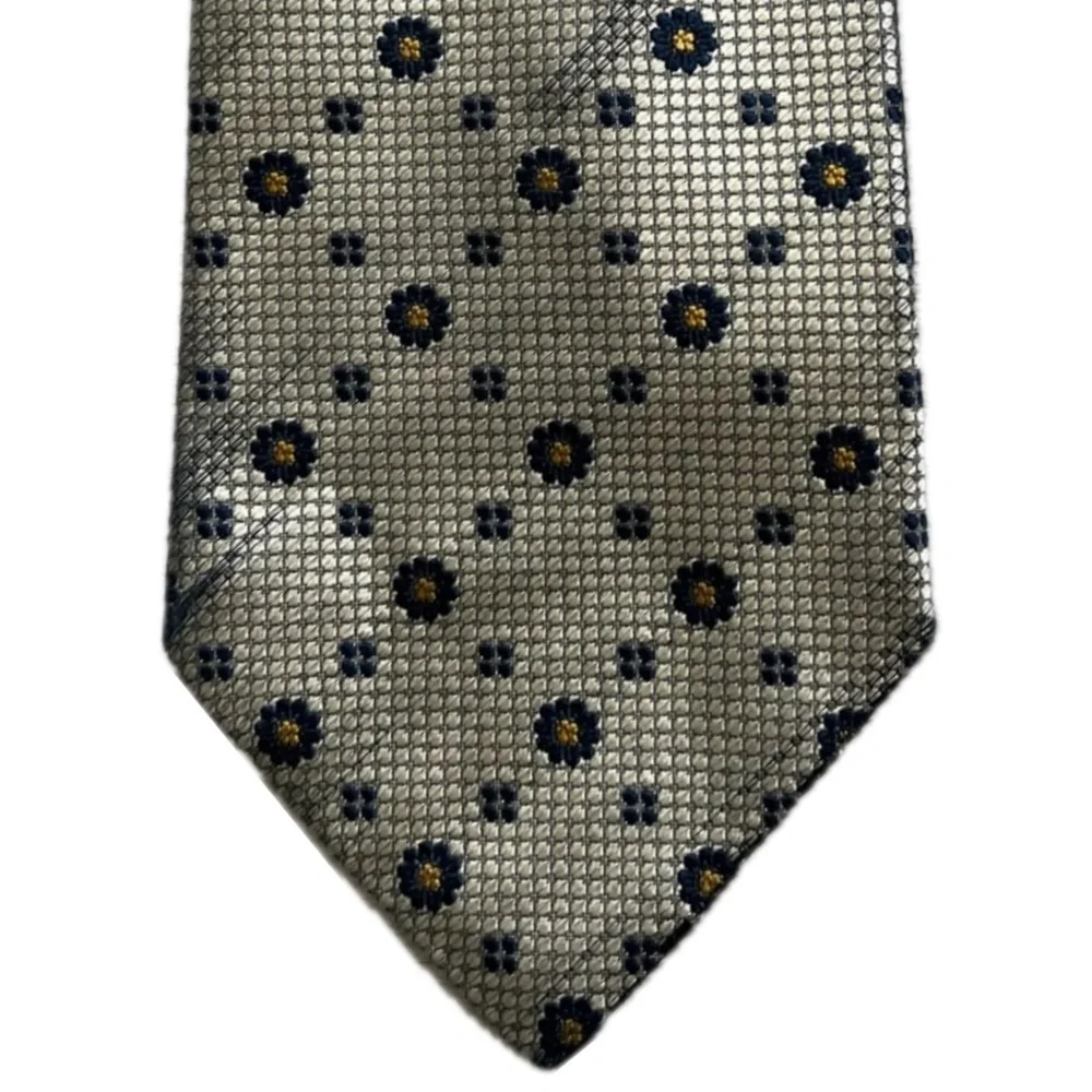 VINTAGE VALENTINO Metallic Gold Floral Tie - Picture 1 of 12